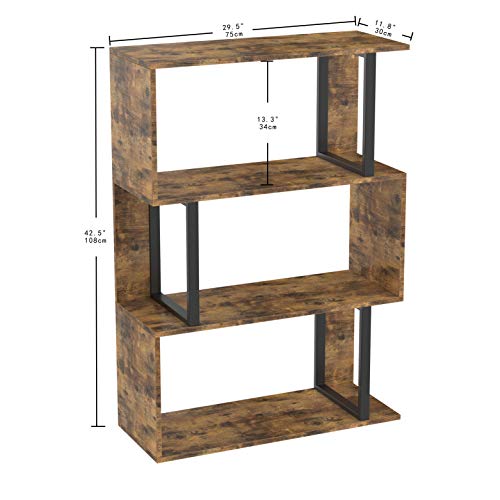 IRONCK Bookshelf and Bookcases 3 Tier Display Shelf, S-Shaped Metal Bundle Dimensions: 29.5 x 11.Eight x 42.5 inches