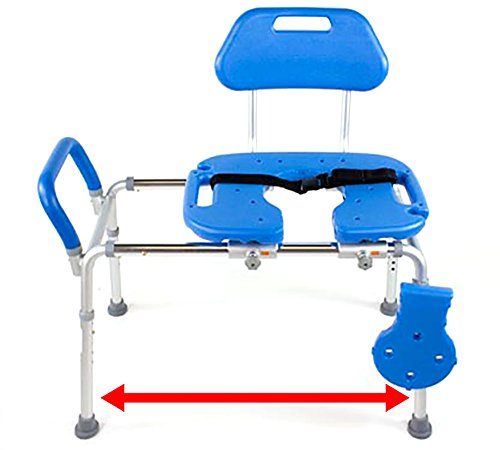 HydroGlyde Premium Heavy Duty Sliding Bathtub Transfer Bench and Shower Chair with Cut-Out SEAT. Adjustable Legs and Safety Belt. Quick Tool-Less Assembly (Blue)