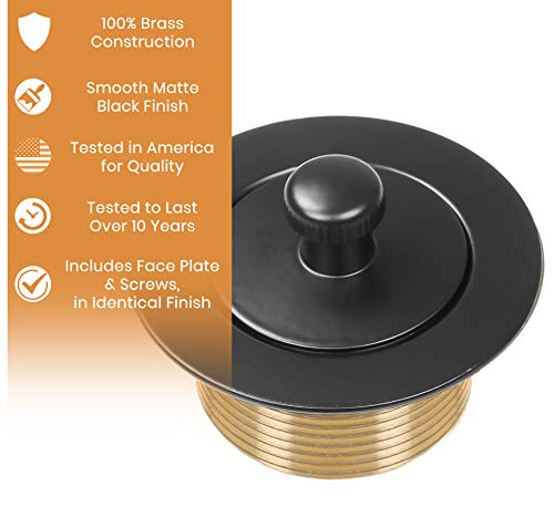 100% Brass Lift and Turn Bathtub Drain - Matte Black Finish - Handyman Designed - Fits All Bathtub Sizes - Tested for Quality in America - Vance Home Improvement Drain Conversion Kit