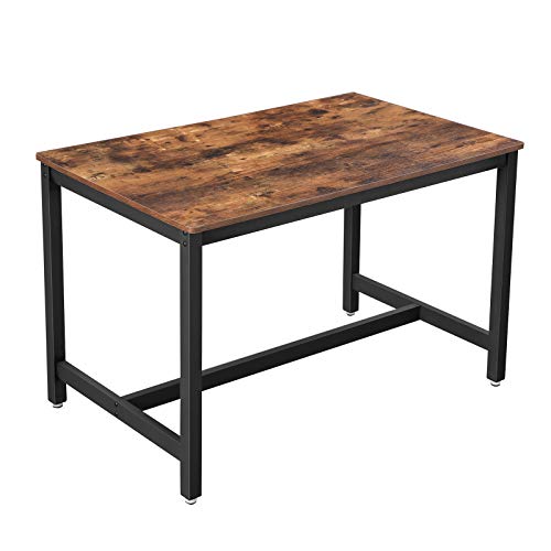 VASAGLE ALINRU Dining Table for 4 People, Kitchen Table, 47.2 x 29.5 x 29.5 Inches, Heavy Duty Metal Frame, Industrial Style, for Living Room, Dining Room, Rustic Brown UKDT75X