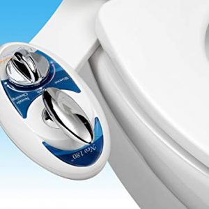 Luxe Bidet Neo 180 Non-Electric Bidet Toilet Attachment w/ Self-cleaning Dual Nozzle and Adjustable Water Pressure for Sanitary and Feminine Wash (Blue and White) w/ Lever Control