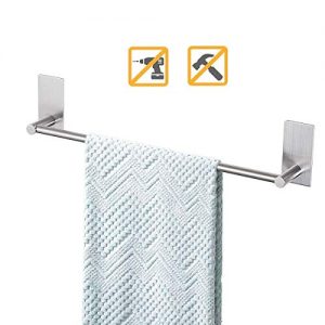 Songtec Bathroom Towel Bar 16-inch, No Drill Stick On Towel Rack, Easy Install with Self-Adhesive, Premium SUS304 Stainless Steel - Brushed Nickle
