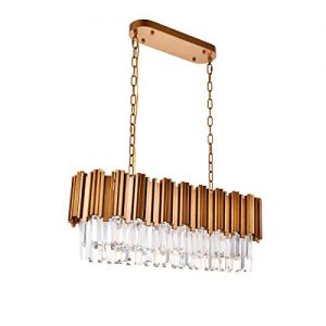 A1A9 Modern Luxury Crystal Chandelier, Oval Pendant Lights Ceiling Light Contemporary Raindrop Chandeliers Lighting Fixture for Dining Living Room Kitchen Island Bedroom Foyer Hallway (Antique Gold)