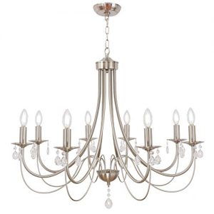 Lucidce 8 Lights Luxury Crystal Farmhouse Chandelier Lighting Contemporary Pendant Lights Fixture Brushed Nickel Island Ceiling Light for Dining Room Bed Kitchen Room