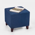 Adeco Simple British Style Cube Footstool Ottoman bench foot rest, 16x16x16, Blue