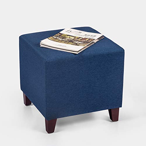 Adeco Simple British Style Cube Footstool Ottoman bench foot rest, 16x16x16, Blue