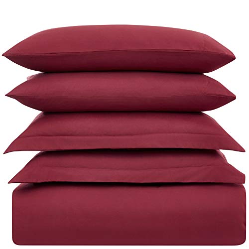 Mellanni Duvet Cover Queen Set 5pcs - Soft Double Brushed Microfiber Bedding Mellanni Quilt Cowl Queen Set 5pcs - Mushy Double Brushed Microfiber Bedding with 2 Shams and a couple of Pillowcases - Button Closure and Nook Ties - Wrinkle, Fade, Stain Resistant (Full/Queen, Burgundy).
