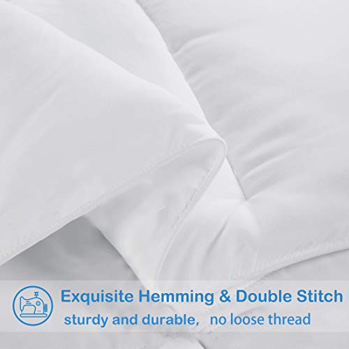 EASELAND All Season, Queen Size Soft Quilted Down Alternative Comforter EASELAND All Season Queen Measurement Delicate Quilted Down Various Comforter Lodge Assortment Reversible Quilt Insert with Nook Tabs,Winter Heat Fluffy Hypoallergenic,White,88 by 88 Inches.
