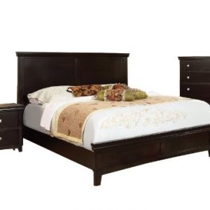Furniture of America Pasha 3-Piece Queen Platform Bedroom Set with Nightstand and Chest, Espresso Finish