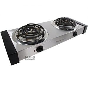 Electric Stove Double Burners Countertop Portable Stainless Steel Body Cool Touch Panels