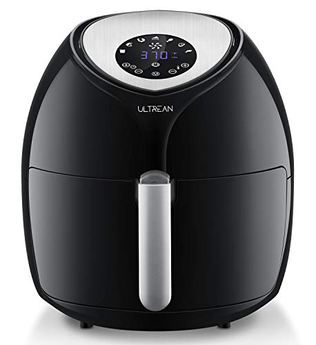 Ultrean 6 Quart Air Fryer, Large Family Size Electric Hot Air Fryers XL Oven Oilless Cooker with 7 Presets, LCD Digital Touch Screen and Nonstick Detachable Basket,UL Certified,1700W (Black)