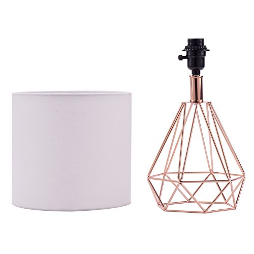 CO-Z Modern Table Lamp with White Fabric Shade CO-Z Trendy Desk Lamp with White Material Shade, Rose Gold Desk Lamp with Hollowed Out Base 18 Inches in Peak for Residing Room Bed room Eating Room.
