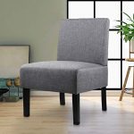Modern Fabric Armless Accent Chair Decorative Slipper Chair Vanity Chair for Bedroom Desk, Corner Side Chair Living Room Furniture Grey (1, Grey)