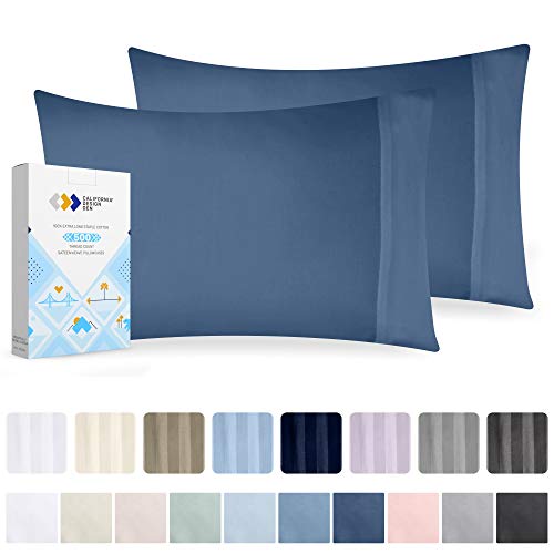 California Design Den Luxury Moonlight-Blue Cotton King Pillowcases - 2 Piece Smooth Sateen Weave Pillowcase Set, 500 Thread Count Durable Pillow Cover with Luxury Finish
