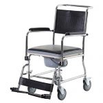 HomCom Personal Mobility Assist Bedside Commode Toilet Chair with Large Detachable Bucket & Wheelchair Design, Black