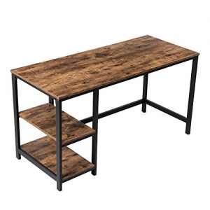 VASAGLE Industrial Computer Desk, 55 Inch Writing Desk, with 2 Storage Shelves on Left or Right, Stable Metal Frame, Easy Assembly ULWD55X