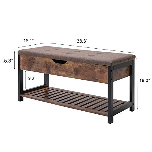 USIKEY Shoe Bench with Storage Shelf, Multifunctional Storage Bench USIKEY Shoe Bench with Storage Shelf, Multifunctional Storage Bench with Padded Cushion, Perfect for Entryway, Hallway, mudroom, Living Room and Corridor YHXD002F.