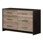 South Shore Londen 6-Drawer Double Dresser, Weathered Oak and Ebony
