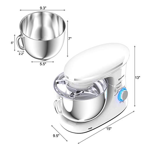 COSTWAY Stand Mixer, 660W Electric Kitchen Food Mixer with 6-Speed Control Package deal Dimensions: 15.zero x 9.5 x 13.zero inches