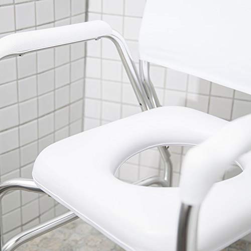 DMI Rolling Shower and Commode Transport Chair DMI Rolling Shower and Commode Transport Chair with Wheels and Padded Seat for Handicap, Elderly, Injured and Disabled, 250 lb Weight Capacity.