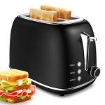 2 Slice Toaster, Morpilot Extra Wide Slot Toaster, Retro Bagel Toaster with 6 Bread Shade Settings, Defrost/Bagel/Cancel Function, Removable Crumb Tray, Stainless Steel Toaster, Black