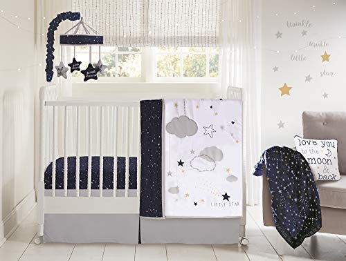 Wendy Bellissimo 4pc Nursery Bedding Baby Crib Bedding Set - Stars in Navy/Grey