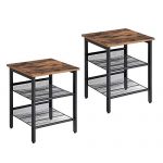 VASAGLE Industrial Nightstand, Set of 2 Side Tables, End Tables with Adjustable Mesh Shelves, for Living Room, Bedroom, Stable Metal Frame and Easy Assembly ULET24X