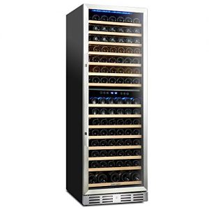 Kalamera 157 Bottle Freestanding Wine Refrigerator: Stainless Steel, triple-layered Tempered Glass Door, Electronic One-Touch Control with LED Display