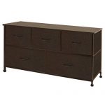 WLIVE Dresser with 5 Drawers, Fabric Storage Tower, Organizer Unit for Bedroom, Hallway, Entryway, Closets, Sturdy Steel Frame, Wood Top, Easy Pull Handle