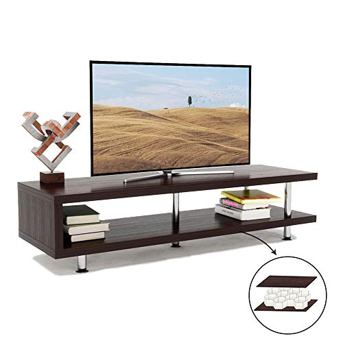 Bestier Short TV Stand with 2-Shelf Storage, 47inch Media Furniture Wood Storage Console with Steel Frame, Hollow Core Entertainment Center/Coffee Table/Sofa Table/Gaming Stand for Home Office