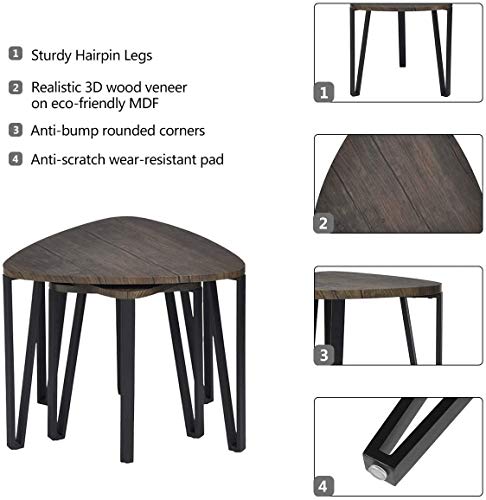 Espresso Desk Units of three Stacking Finish Aspect Tables Nightstands Industrial Nesting-Tables Dwelling Room Espresso Desk Units of three Stacking Finish Aspect Tables Nightstands Classic Night time Tables for Bed room Residence Workplace Phone Desk Youngsters' Nightstands, Brown-CAS020