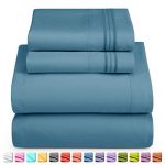 Nestl Luxury Queen Sheet Set - 4 Piece Extra Soft 1800 Microfiber-Deep Pocket Bed Sheets with Fitted Sheet, Flat Sheet, 2 Pillow Cases-Breathable, Hotel Grade Comfort and Softness - Blue Heaven
