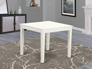 East West Furniture OXT-LWH-T Oxford - Linen White Table Top and Linen White Finish Attractive 4 Legs Hardwood Frame Rectangle Dining Table