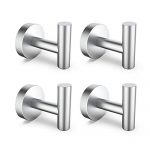 HomGif Towel Robe Hook Wall Mount for Bathroom SUS 304 Stainless Steel Brushed Finish (Silver, 4)