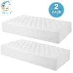 2 Pack Quilted Fitted Waterproof Crib Mattress Protector, Soft Breathable Organic Bamboo Baby Waterproof Mattress Pad, Natural Vinyl Free Mattress Cover for Stains Proof