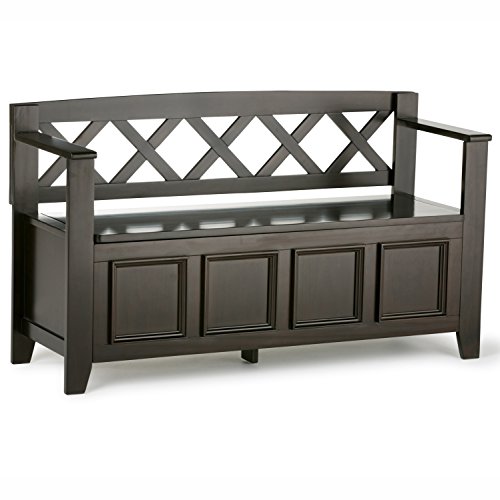 Simpli Home Amherst SOLID WOOD 48 inch Wide Transitional Entryway Storage Bench in Dark Brown
