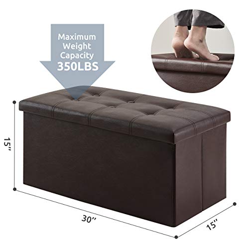 30-Inch Folding Storage Ottoman - Your Versatile Storage and Seating Solution 30-Inch Folding Storage Ottoman is the perfect solution for decluttering your living space. This versatile piece of furniture not only offers ample storage space but also serves as a comfortable seat. Crafted with Medium Density Fiberboard, waterproof PVC leather, and sponge padding, it provides a great seating experience. With an impressive 80-liter storage capacity, it can neatly organize toys, bedding, pillows, blankets, magazines, and more. Whether you need a shoe bench, footstool, step stool, or even a console table, this storage ottoman has got you covered. Setting it up is a breeze, taking just seconds, and it's suitable for various rooms, including the living room, bedroom, entryway, and lounge. When not in use, simply fold it flat and tuck it behind the door to save space. Get organized and enjoy a clutter-free home with this practical and stylish storage ottoman. 🧹 Declutter Your Space: The 30-Inch Folding Storage Ottoman is a must-have for anyone looking to reduce clutter in their living space. With an impressive 80-liter storage capacity, it offers ample room to organize and store toys, bedding, pillows, blankets, and magazines, keeping your home tidy.