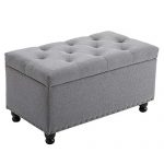 BELARDO home Good & Gracious Ottoman with Storage, 31.9" Large Storage Chest Foot Rest Stool Tufted Ottoman Holds up to 660lbs End of Bed Bench for Bedroom and Living Room, Gray