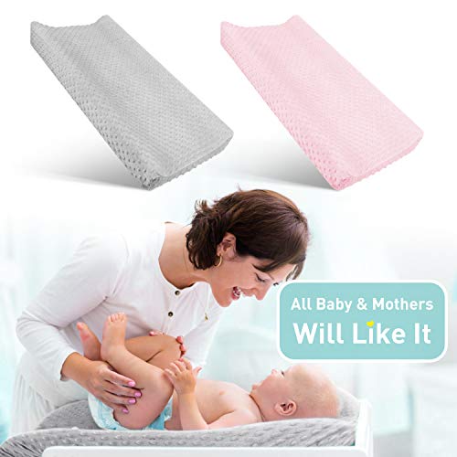 Changing Pad Covers Baby Girls Ultra Soft Stretchy Premium Changing Table Changing Pad Covers Baby Girls Ultra Soft Stretchy Premium Changing Table Pad Cover for Girls and Boys Breathable Comfortable Diaper Changing Pad Cover - 2 Packs,Pink and Grey.