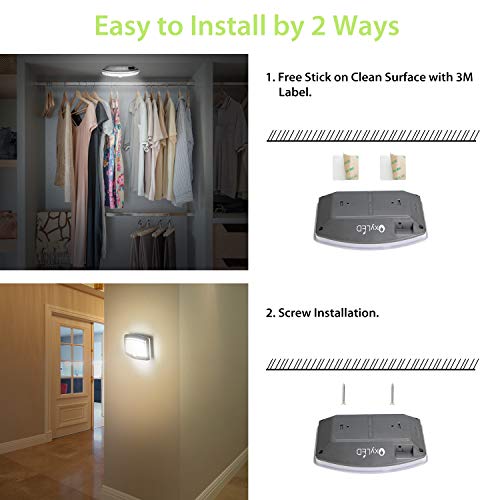 Motion Sensor Closet Light, OxyLED Wall Lights Battery Operated Movement Sensor Closet Gentle, OxyLED Wall Lights Battery Operated, Luxurious Aluminum Stick-on Wherever Wall Lamp Sconces, Movement Sensor Indoor Safety Gentle for Stair, Kitchen, Toilet, Hallway, three Pack.