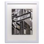 The Display Guys 11x14 Pine Wood Picture Frame with 8x10 Acid-Free Mat & Tempered Glass (Matte White)