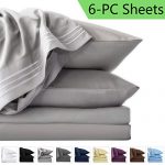 LIANLAM Queen 6 Piece Bed Sheets Set - Super Soft Brushed Microfiber 1800 Thread Count - Breathable Luxury Egyptian Sheets Deep Pocket - Wrinkle and Hypoallergenic(Queen, Grey)