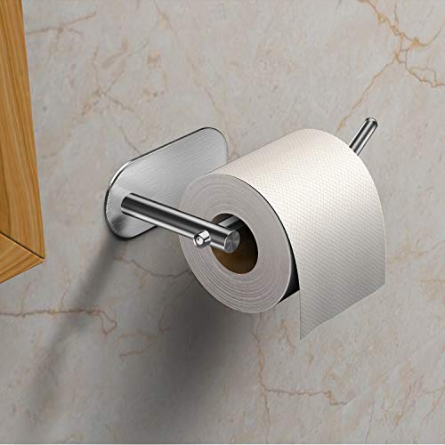 VEEMOS Adhesive Toilet Paper Holder, Toilet Paper Roll Holder for Bathroom - Brushed SUS304 Stainless Steel