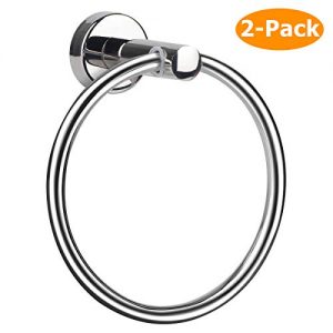 Towel Ring, Hand Towel Holder Ring Hanger for Bathroom Kitchen, Round Towel Rack Hook Rings with Wall Mounted Hardware, Silver Rustproof Polished 304 (Towel Ring (2 Pack, Drill Needed))