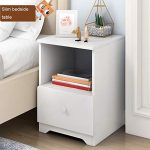Nightstand with Drawer - Bedside Furniture & Night Stand End Table Dresser for Home, Bedroom Accessories, Office Assemble Storage Cabinet (White)