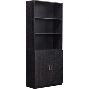 Ameriwood Home Moberly Bookcase with Doors, Black Oak