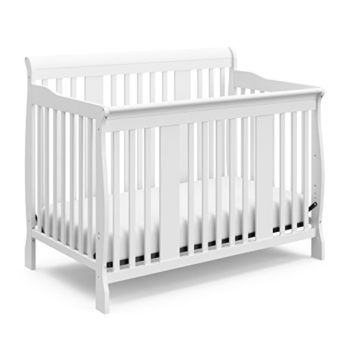 Storkcraft Tuscany 4-in-1 Convertible Crib, White Easily Converts to Toddler Bed, Day Bed or Full Bed, 3 Position Adjustable Height Mattress