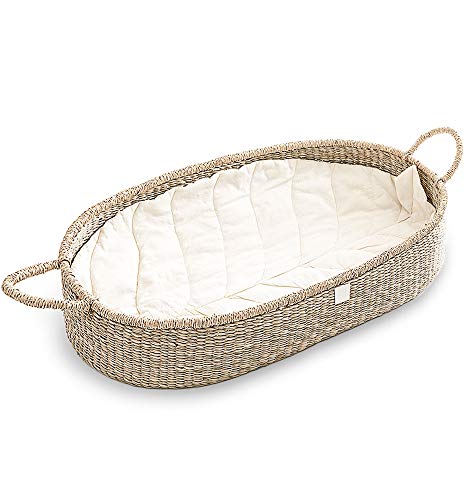 Baby Changing Basket with Luxury and Unique Leaf Linen Liner.