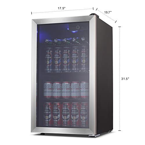 Joy Pebbe Beverage Cooler and Refrigerator with Glass Door Pleasure Pebbe Beverage Cooler and Fridge with Glass Door (3.2 cu.ft, Stainless Black).