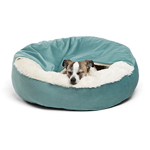 Best Friends by Sheri Cozy Cuddler, TidePool – Luxury Dog and Cat Bed with Blanket for Warmth and Security - Offers Head, Neck and Joint Support - Machine Washable
